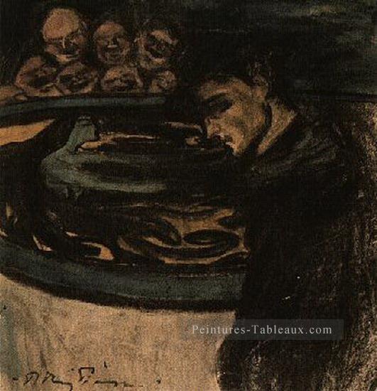 Allegorie jeune Man Femme et grotesques 1899 cubiste Pablo Picasso Peintures à l'huile